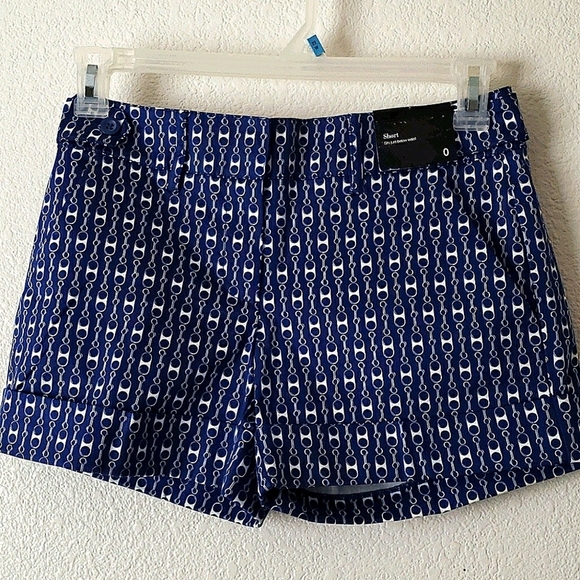 NY&CO Blue Shorts w/Chain Pattern Size 0 - Picture 1 of 8